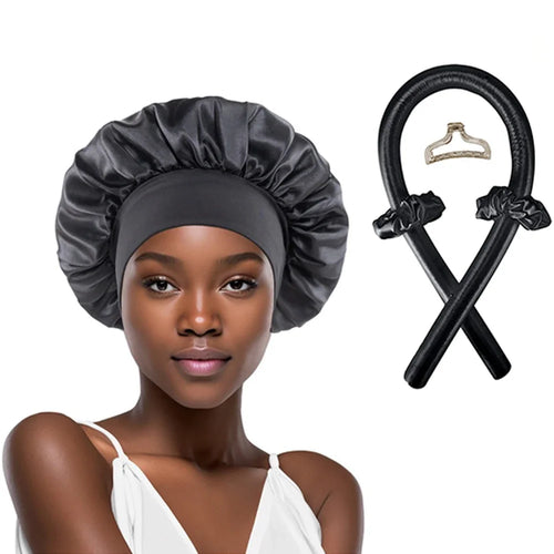 Silkora heatless curling rod headband and satin bonnet
