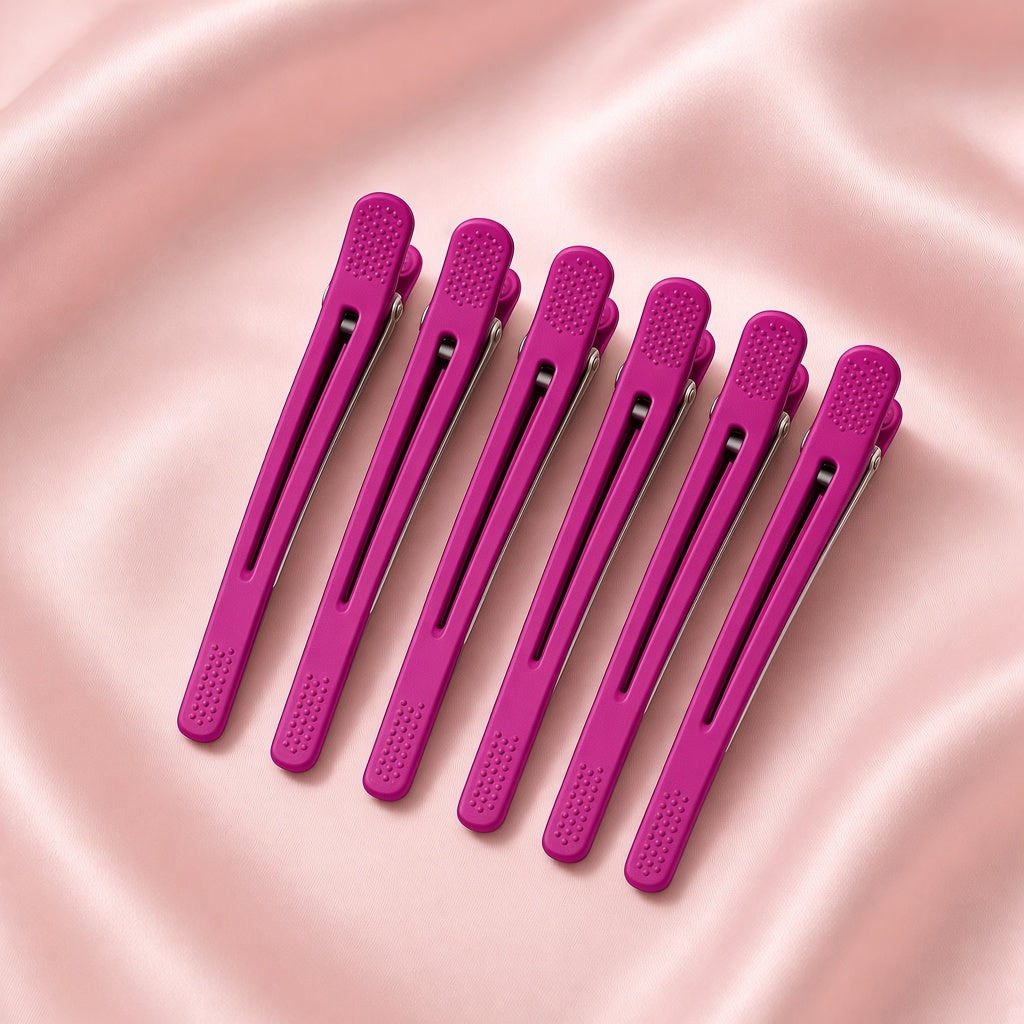 Silkora no-crease hair clips in Magenta, 6-pack